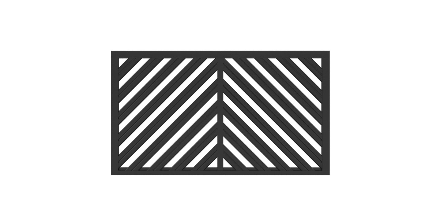 Zaunfeld in anthrazit, Modell Umbria doppelt-diagonal A-Form, auf weißem Hintergrund